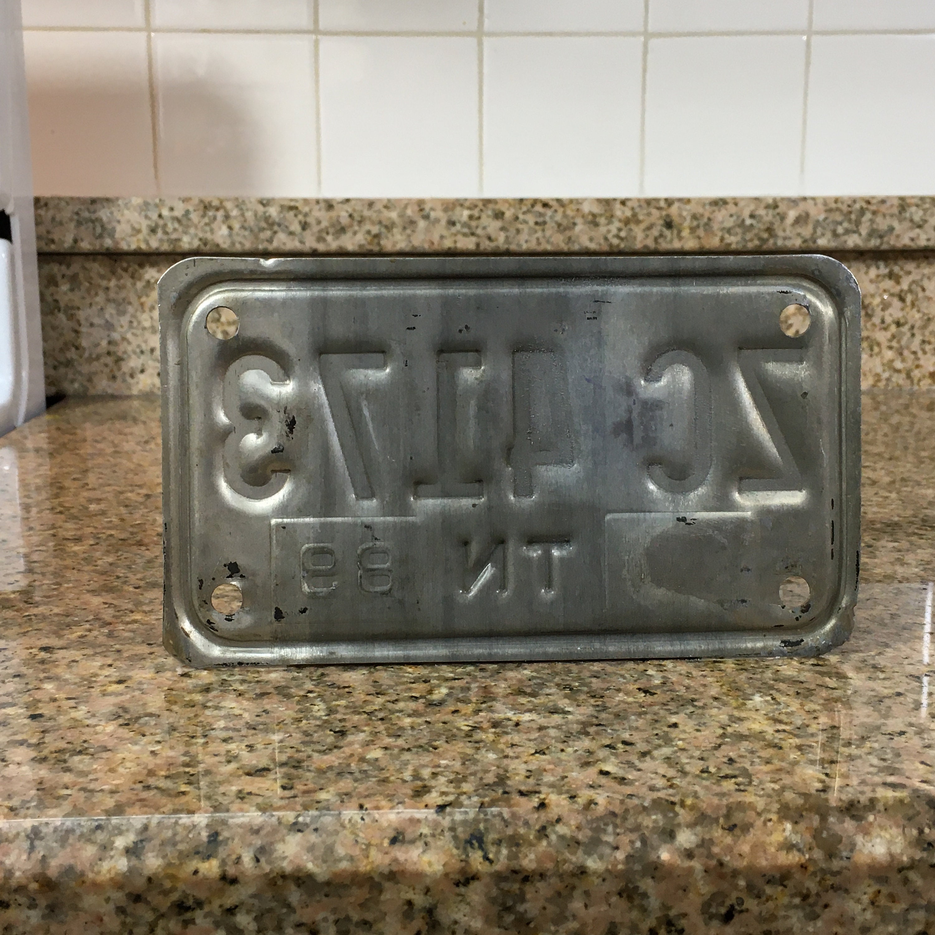 Motorcycle License Plate Embossed Metal 1990's Dickson County Tennessee