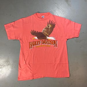 Harley Davidson t shirt Soaring High Eagle, Colorado 1989 Short Sleeve, Single Stitch, Adult Size Large for Collector Display Gift