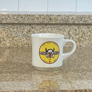 Coffee Tea Cup Mug, BSA Boy Scouts, Trails Council, 1984 Summer Camp, Ceramic, Vintage Boy Scout for Collector display gift
