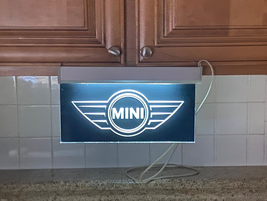 MINI Illuminated Light up Garage Sign Petrol Gasoline Oil Automobilia