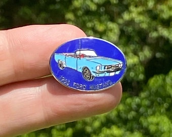 1965 Ford Mustang Convertible Enamel Push Pin - Blue Classic Car Collector