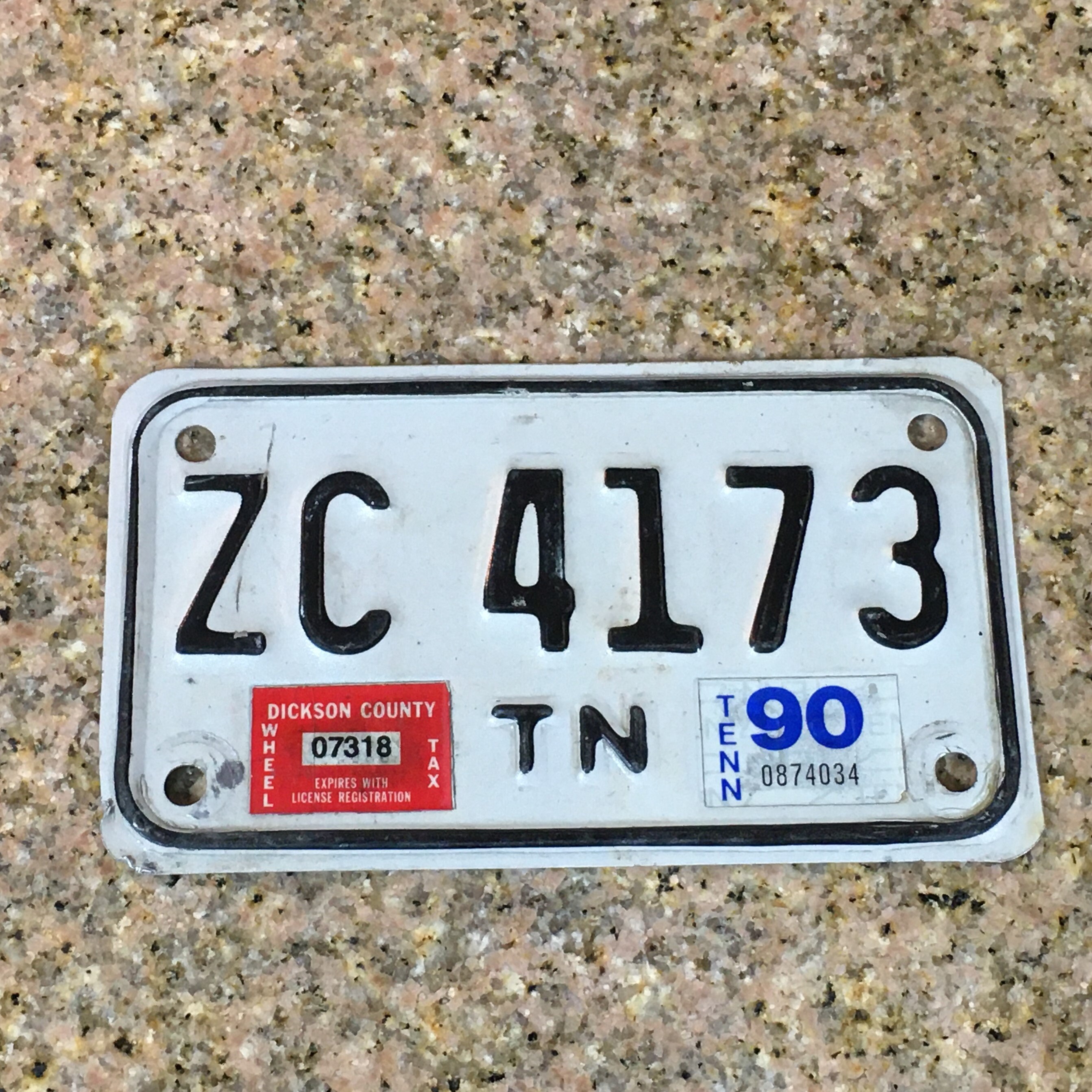 Vintage 1990s Tennessee Motorcycle License Plate: Dickson