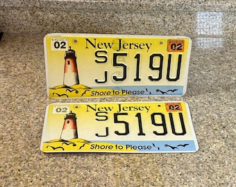 New Jersey Lighthouse License Plate Set: Embossed Collector Tag SJ 519U
