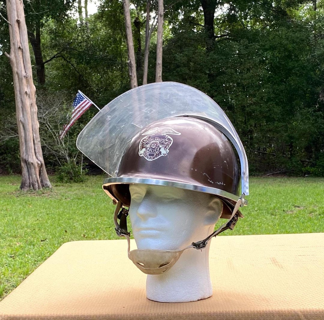 Retired Orlando Police Riot Helmet: Collector's Display With Face Shield 