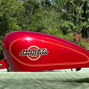 Harley Davidson Sportster Fuel Gas tank 1/2 (left side), Peanut Tear Drop, 1990s, OEM Red for Wall Art Collector Display gift
