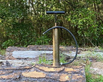 Antique 1920s Brass Tube Tire Pump: Car, Bike, Autocycle Collector's Display