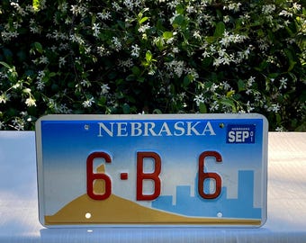 Vintage Nebraska Car Automobile License Plate, Embossed metal, 2000s, Desert City, Tag # 6-B 6