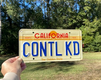 Control KD (Control Kid) California License Plate tag, Metal Embossed, "The Golden State" Vtg 1980s