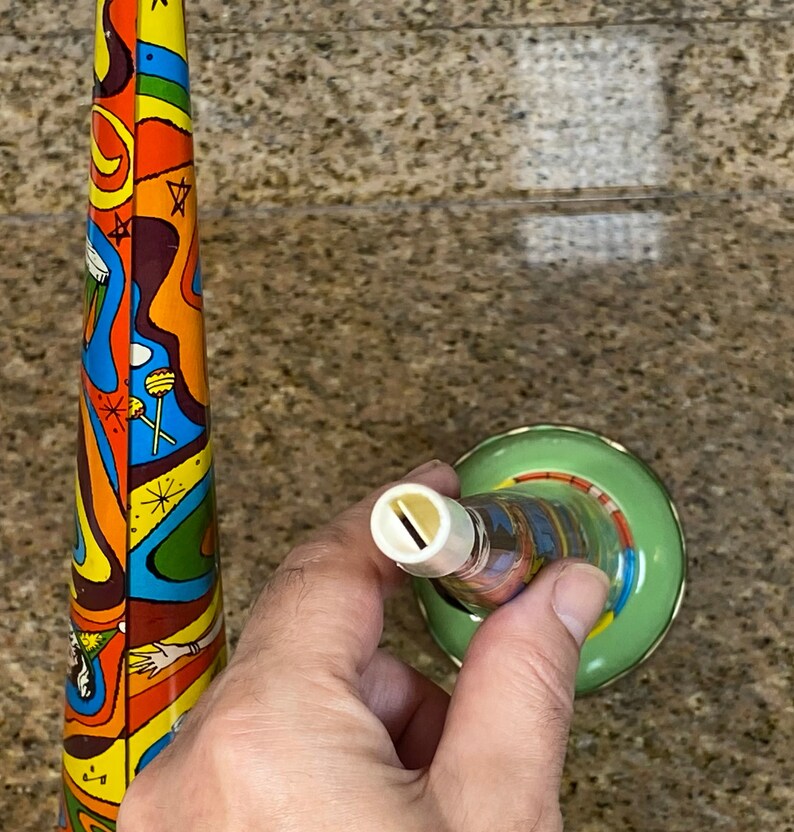 Old Tin Party Noise Maker 15 Party Horn Lot of 2 Metal Colorful Made in