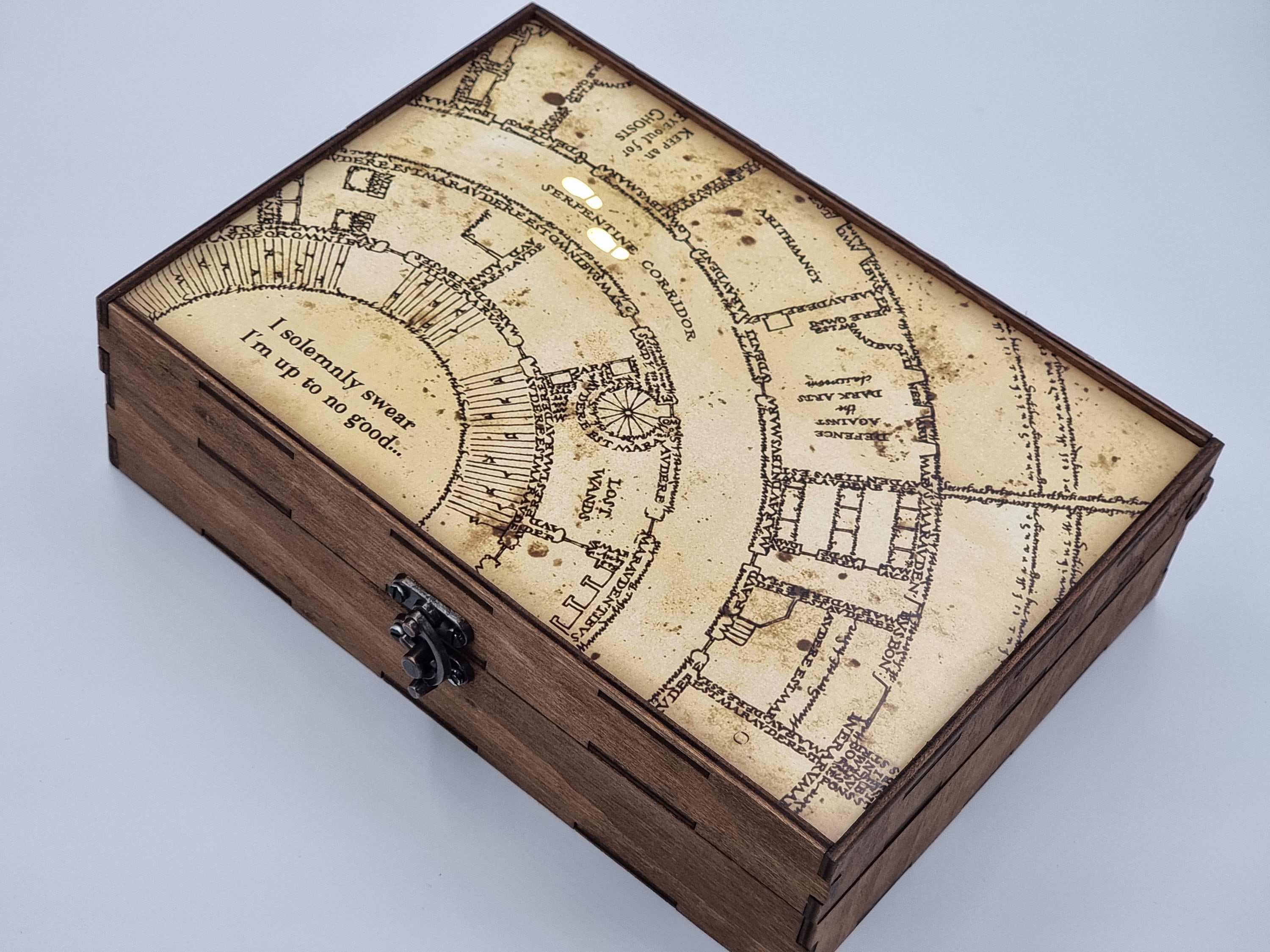 Wizard Box Personalized Wizard Gift Box | Magical Footprint Map, Wooden Music Box ...