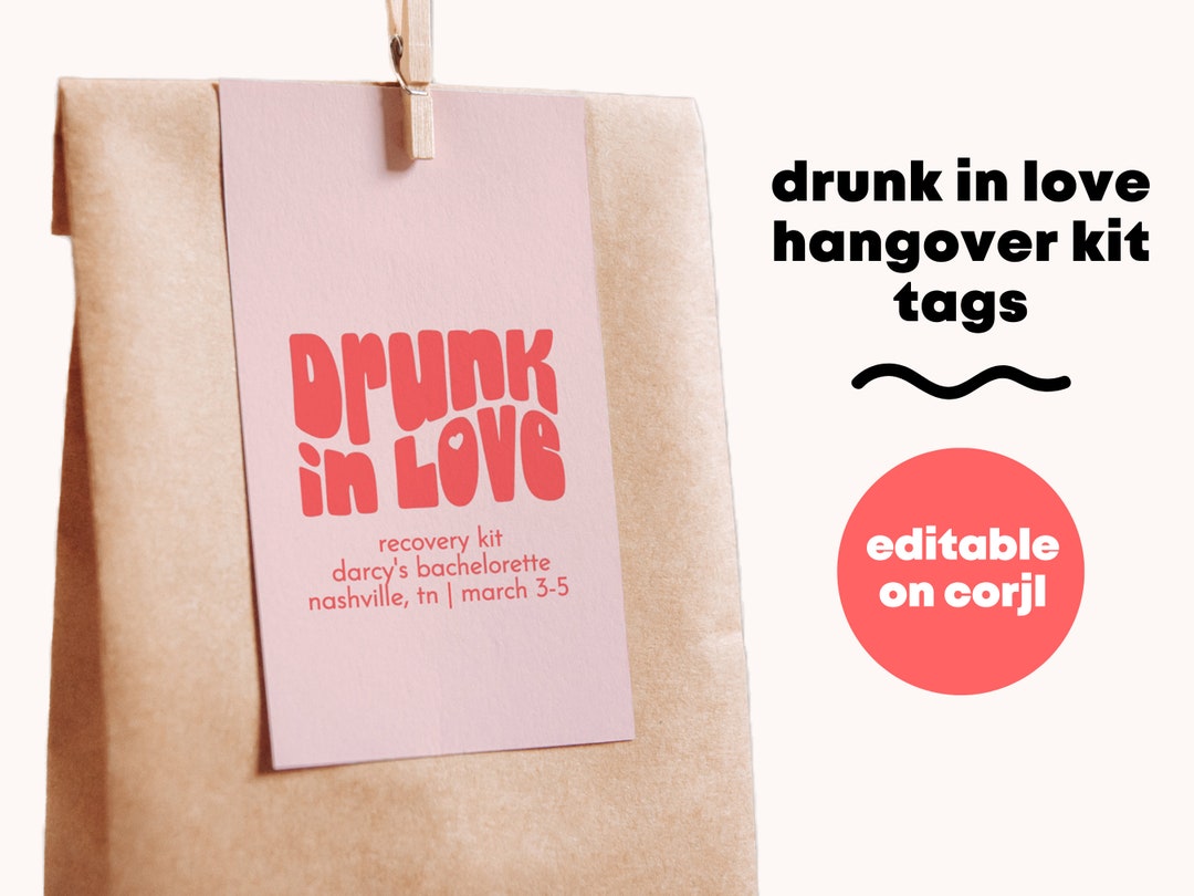 Drunk in Love Hangover Kit Printable Tags Drunk in Love Recovery ...