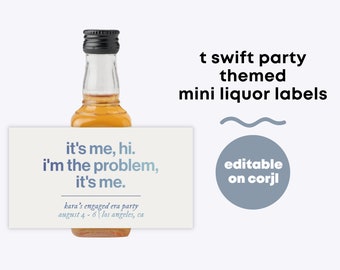 T Swift Mini Liquor Label for Favors | Swiftie Alcohol Favors for Bachelorette, Birthday, Eras Pregame | Taylor Themed Party