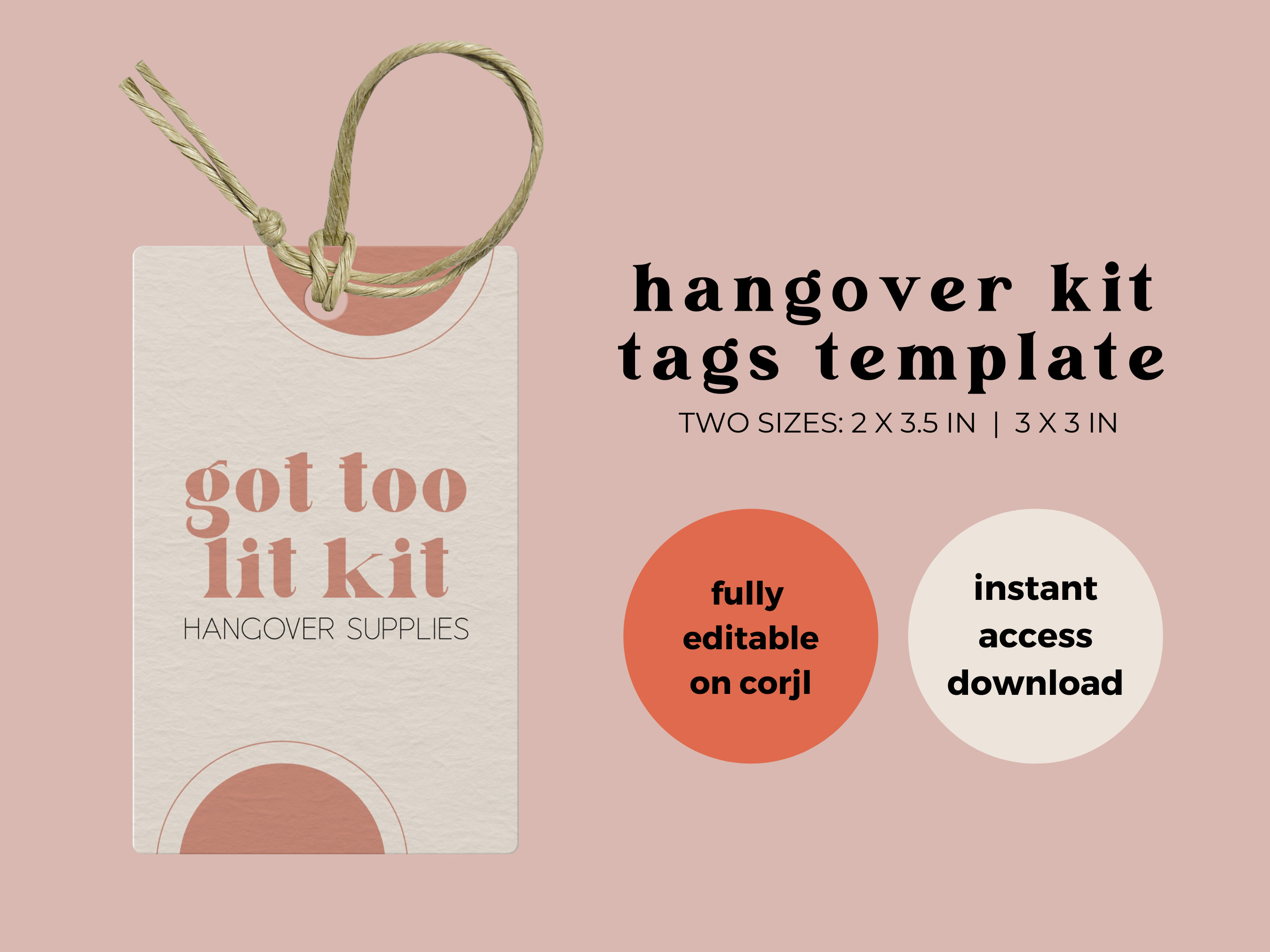Hangover Kit Tags for Wedding Favors Bachelorette Party Favor Tags Recovery Kit Gift Tags Custom Gift Tags F3:11 