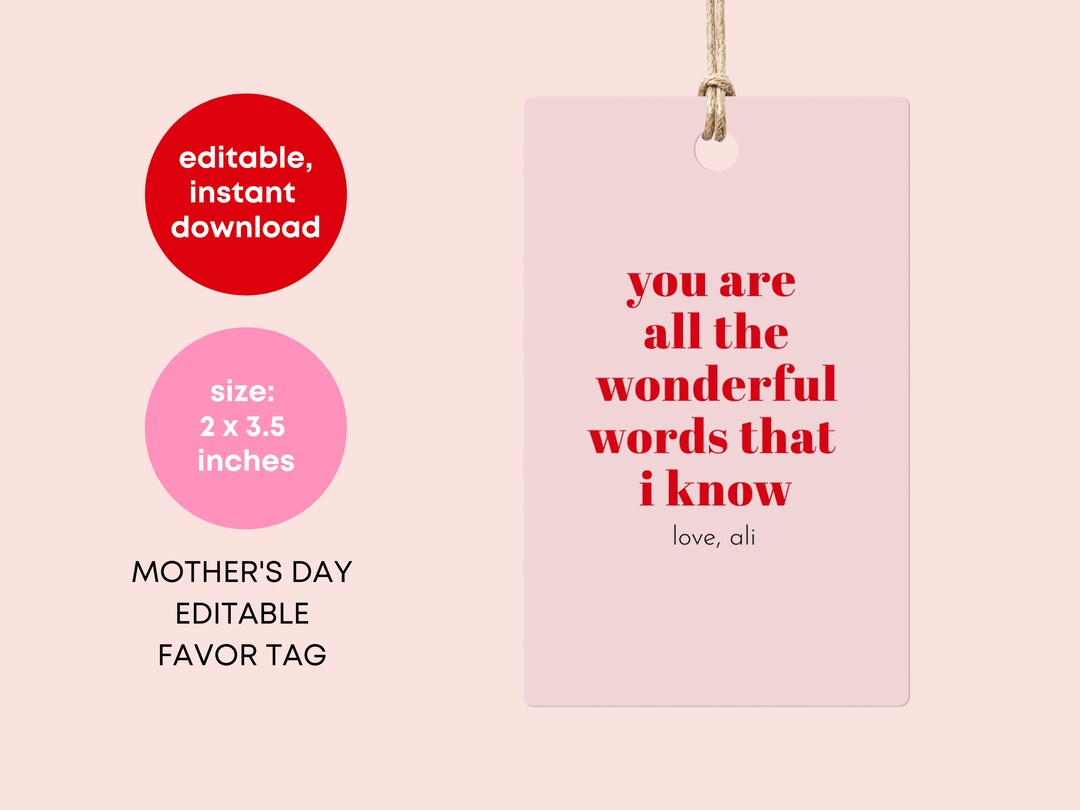 Printable Favor Tags for Mother's Day Gift Gift Tags for Mom's Gift