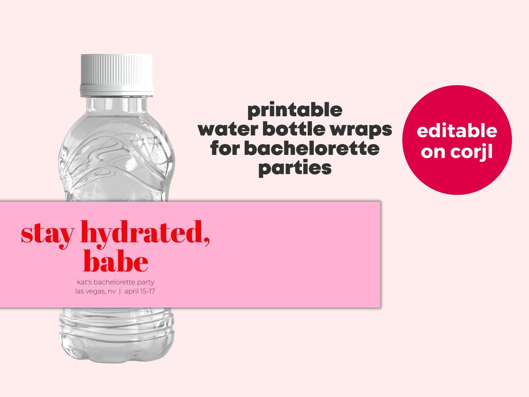 Modern Colorful Bachelorette or Birthday Water Bottle Label Wraps ...