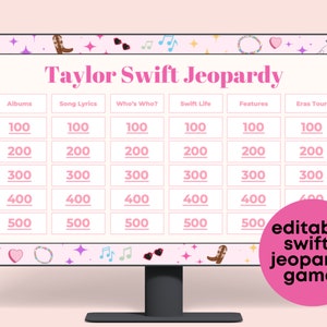 Juego de Jeo-Party de Swiftie / Juego de PowerPoint con temática de Taylor, actividad para fiestas de Eras Tour / juegos de TV, descarga digital