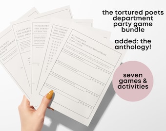 Tortured Poets Department Partyspielpaket | TTPD Song Rank, Drink If, Hörnotizen, Album Awards, Playlists | T Swift Listening Party