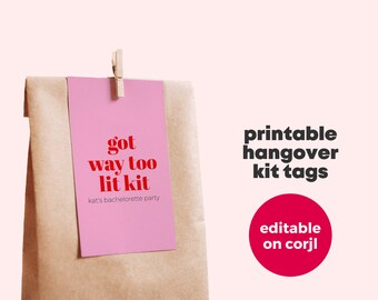 PRINTABLE Hangover Kit Tags - Etsy