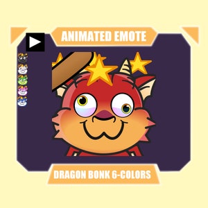ANIMATED dragon bonk emote for twitch discord youtube stream | Dragon hit with a bat with spinning stars overhead | 6 colors included