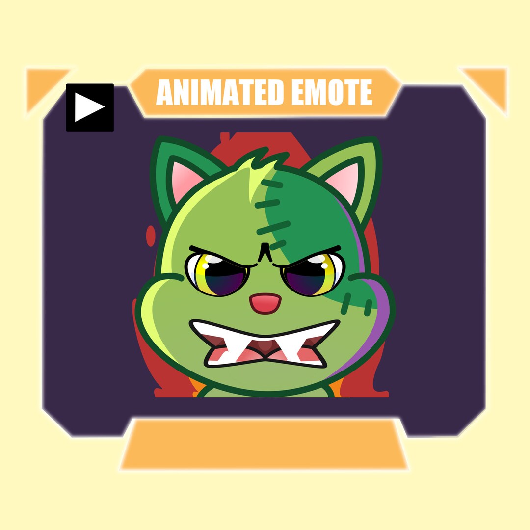 Cat Ragin ANIMATED Zombie Cat Raging Halloween Emote for Twitch Kick Discord ...