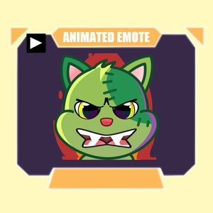 ANIMATED Zombie cat raging Halloween emote for twitch kick discord youtube | Zombie cat angry with fire bg Halloween emote for streaming