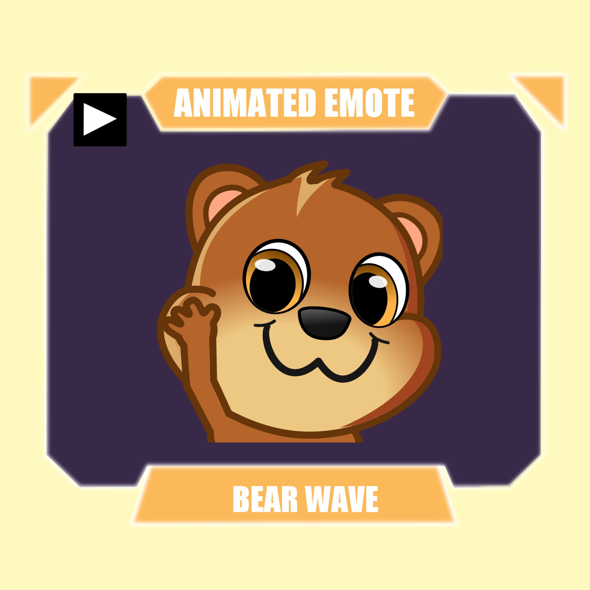 ANIMATED Bear Emote Waving Hi Hello for Twitch Discord Youtube Stream Cute Brown Bear Emote