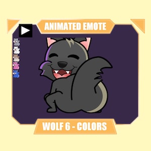 GEANIMEERDE wolf twerkende emote voor twitch kick discord youtube | Zwart roze blauw bruin grijs wit wolf twerk dans sub emote voor streaming