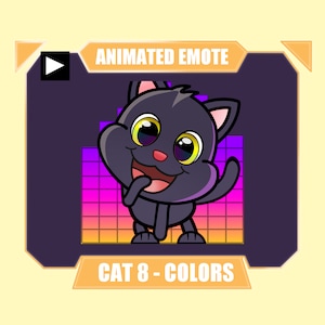 ANIMATED Cute Cat Dance Emote for twitch discord | Cat party jam disco rave emote | Black, orange, white, gray, siamese cat dancing emote