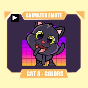 ANIMATED Cute Cat Dance Emote for twitch discord | Cat party jam disco rave emote | Black, orange, white, gray, siamese cat dancing emote