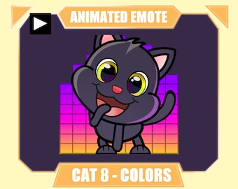 ANIMATED Cute Cat Dance Emote for twitch discord | Cat party jam disco rave emote | Black, orange, white, gray, siamese cat dancing emote