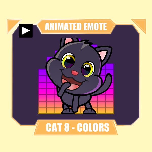 ANIMATED Cute Cat Dance Emote for twitch discord | Cat party jam disco rave emote | Black, orange, white, gray, siamese cat dancing emote