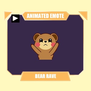 Emote rave mignon ours chibi ANIMÉ pour la diffusion youtube de la discorde Twitch kick | Emote danse mignon ours brun animé