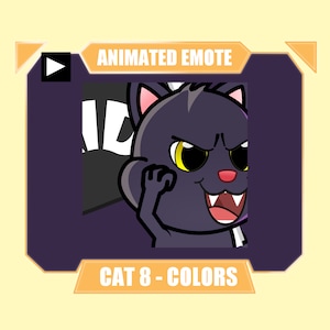 Gesto ANIMADO de incursión de gato para transmisión de youtube de twitch kick discord / Lindo gato cargando con gesto de bandera de incursión / 8 colores incluidos