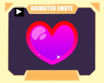 Animated  rainbow heart emote for twitch discord youtube | Color changing rainbow beating heart with sparkles emote