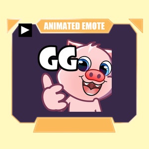 ANIMADO Cerdo buen juego emote para twitch kick discord youtube stream / Pink pig gg emote animado