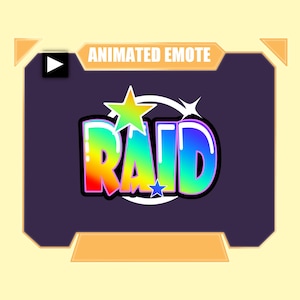 Animiertes und statisches Raid Regenbogen Text Emote für Twitch Discord youtube | Farbwechsel Regenbogen Raid mit funkelt Buchstaben Text Wort Emote