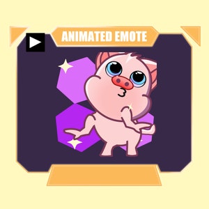 Emoticono animado de baile disco de cerdo para transmisión en YouTube de Twitch Kick Discord / Emoticono de cerdo rosa bailando en el hombro animado