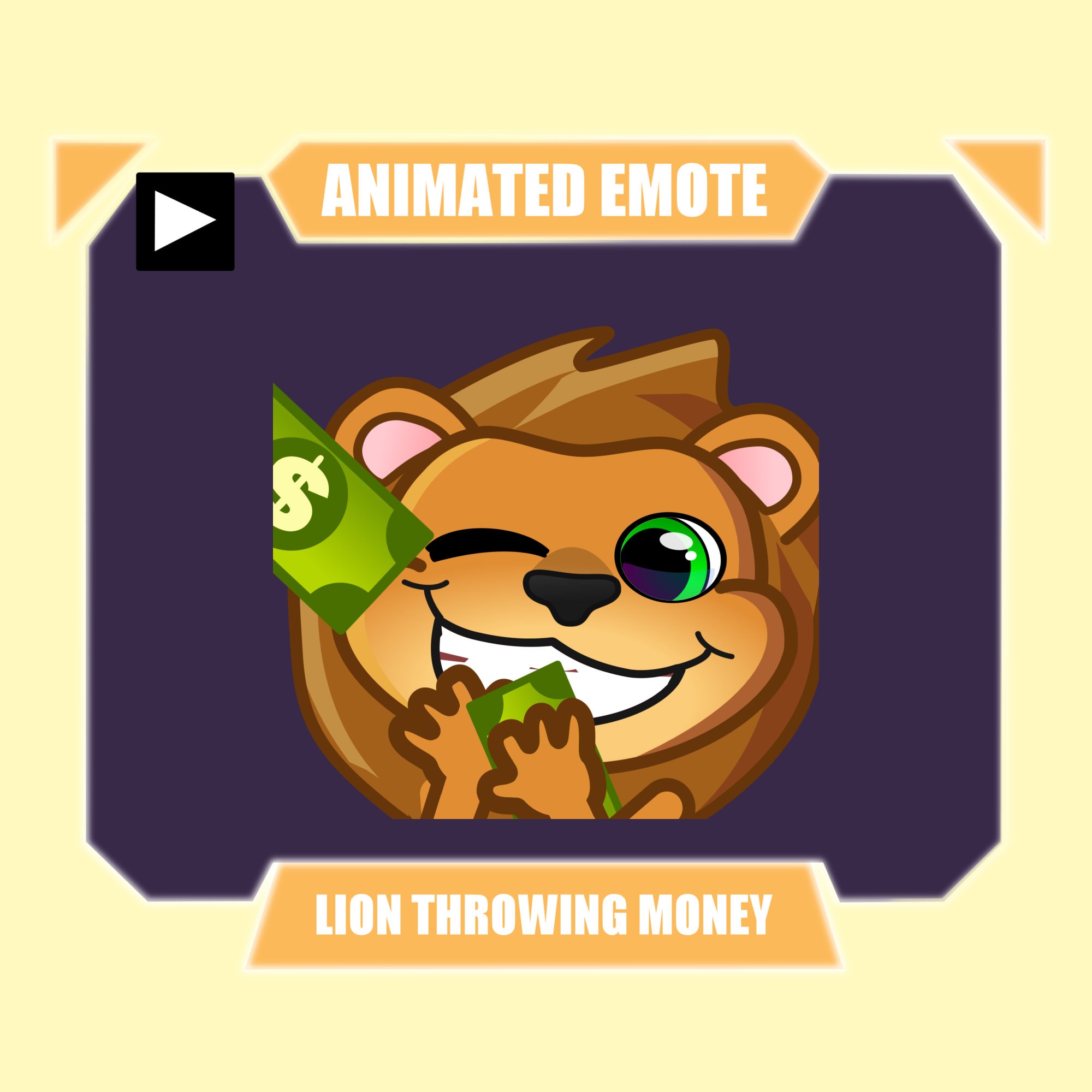 ANIMATED Lion Throwing Money Emote for Twitch Discord Youtube Stream