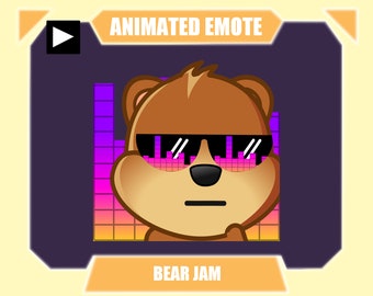 ANIMATED bear jam dance emote for twitch discord youtube stream | Brown bear jam with equalizer sunglasses and background sub emote