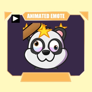 Gesto ANIMADO de panda bonk para transmisión de youtube de twitch kick discord / Panda golpeado con un murciélago con estrellas voladoras en el sub gesto