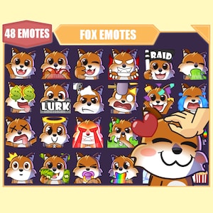 FOX Emote Bundle for Twitch | Youtube Emotes | Discord Emotes | Streamer Emotes | Sub Emotes | 48 emote megapack bundle