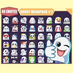 Paquete Ghost Emote para Twitch / Youtube Emotes / Discord Emotes / Streamer Emotes / Sub Emotes / 48 emote megapack bundle
