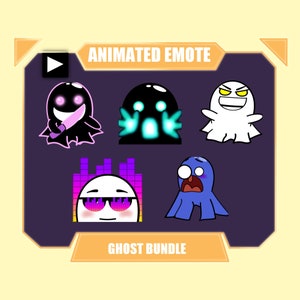 ANIMATED EMOTES GHOST Bundle for twitch discord | Cute spooky Ghost Halloween emotes | Ghost knife,booo,evil laugh, jam dance, scared