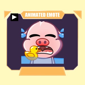 ANIMADO Gesto de llanto de cerdo para transmisión de youtube de twitch kick discord / Lindo subemoticón de llanto de cerdo rosa animado