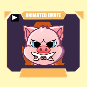 ANIMOWANA emotka wściekłej świni na stream youtube discord kick twitch | Animowana różowa wściekła emotka świni z ognistym tłem