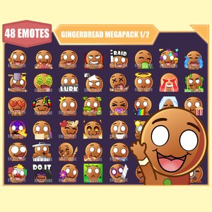 Pack d'émotes GINGERBAIN pour Twitch | Emotes coup de pied | Emotes YouTube | Émoticônes Discord | Emotes pour streamer | Sous-émoticônes | Lot de 48 mégapacks d'émoticônes