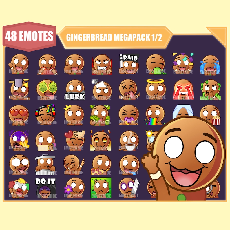 GINGERBREAD Emote Bundle for Twitch | Kick Emotes |youtube Emotes ...