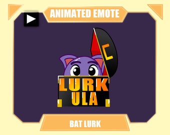 ANIMADO BAT Lurk Emote para twitch discord youtube / Cute Halloween Lurk Emote / Dracula Lurkula Emote / Vampire lurk emote para transmisión