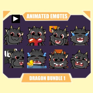 Pakiet emotikon BLACK DRAGON ANIMATED dla Twitch | Emotikony YouTube | Emotikony Discord | Emotikony Streamerów | Emotikony Sub | Pakiet 8 Smoków