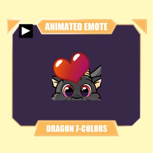 ANIMATED dragon love emote for twitch kick discord youtube stream | Dragon popping heart balloon animated emote | 7 colors included